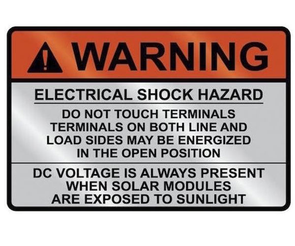 690.17 Switch or Circuit Breaker PV Warning Metal Label<br>(HT 596-00829)