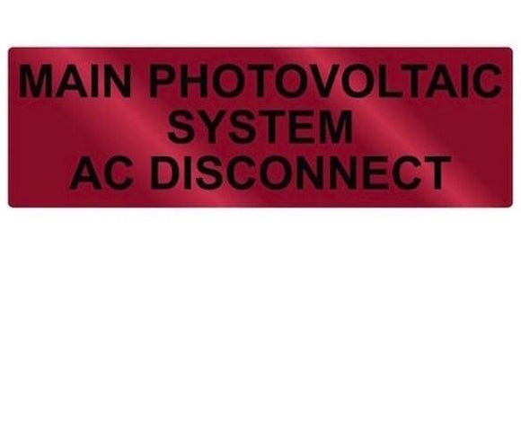 690.14(C) Main PV System AC Disconnect Metal Label<br>(HT 596-00861)
