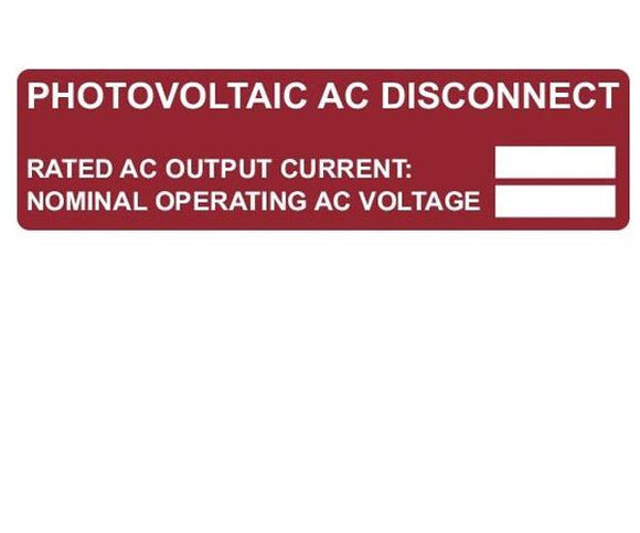 690.54 Photovoltaic AC Disconnect Vinyl Label<br>(HT 596-00892)
