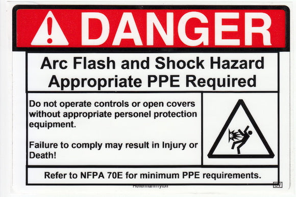 110.16 Arc-Shock Hazard Danger Vinyl Label<br>(UV materials)