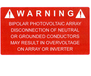 690.7(E) Bipolar PV Vinyl Label<br>(HT 596-00326)