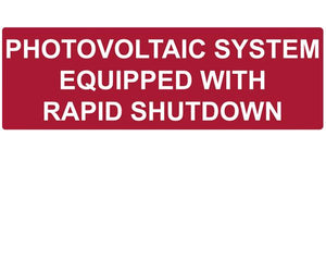 690.12 Rapid Shutdown Reflective Vinyl Label<br>(HT 596-00474)