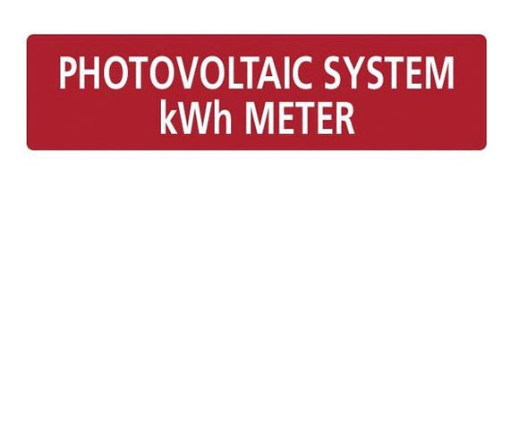 Photovoltaic System kWh Meter Vinyl Label<br>(HT 596-00737)
