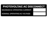 690.54 Photovoltaic AC Disconnect Metal Label<br>(HT 596-00838)