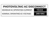 690.54 Photovoltaic AC Disconnect Metal Label<br>(HT 596-00859)