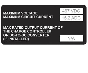 690.53 DC PV System Source Metal Label<br>(HT 596-00918)