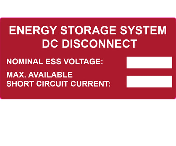 690.53 PV Energy Storage Disconnect Vinyl Label<br>(HT 596-00987)