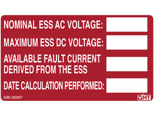 706.15 PV Energy Storage System Vinyl Label<br>(HT 596-00997)