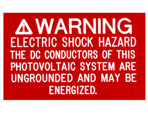 690.35(F) Ungrounded PV System Engraved Label<br>(UV Acrylic)