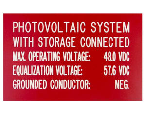 690.55 PV Systems with Storage Engraved Label<br>(UV Acrylic)