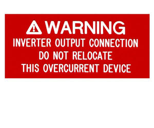 690.64 Inverter Output Connection Engraved Label<br>(UV Acrylic)