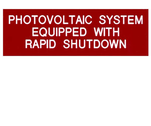 690.12 Rapid Shutdown Engraved Label<br>(UV Acrylic)