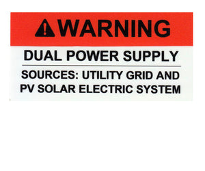 Warning Dual Power Sources Vinyl Label<br>(UV materials)