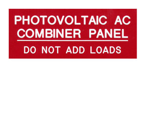 PV AC Combiner Engraved Label<br>(UV Acrylic)